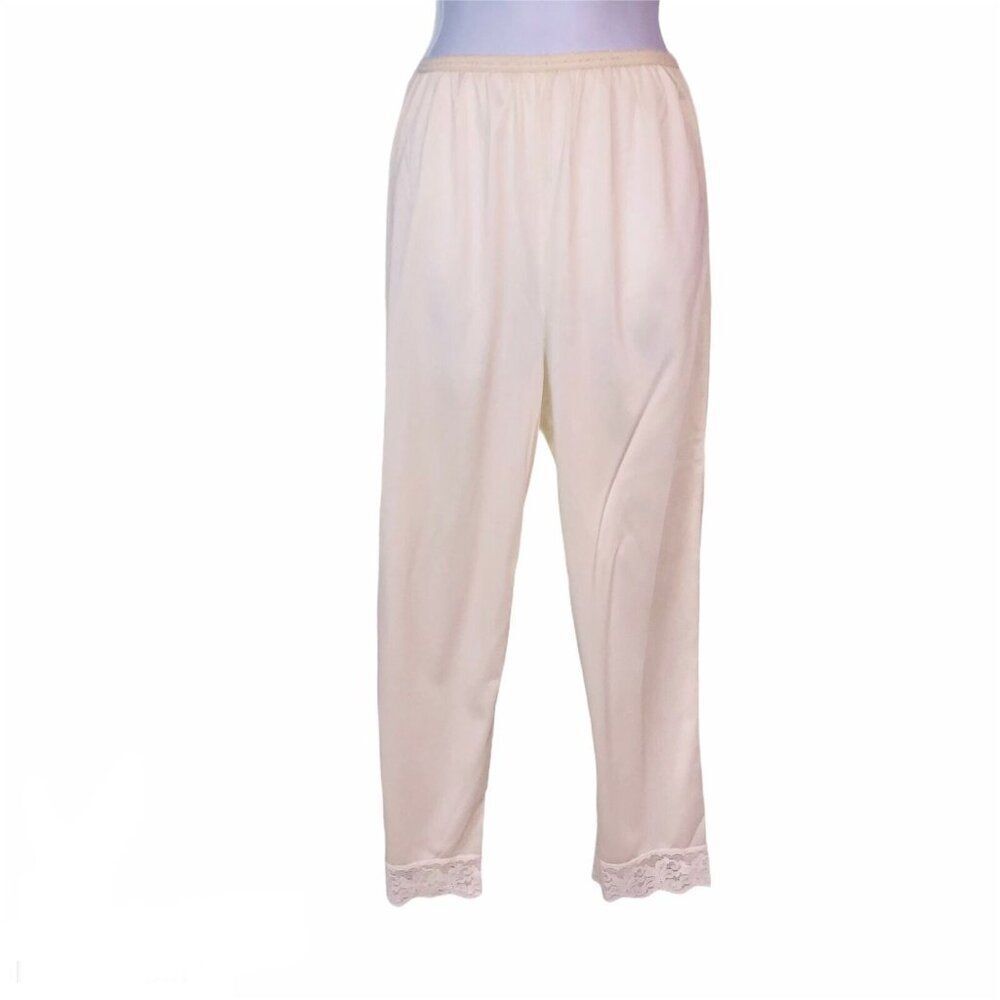 Vintage Komar Womens S Slip Pants Undergarment Ivory Nylon Lace